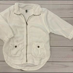 XCVI White Mesh Linen Tensel Zip-Up Jacket